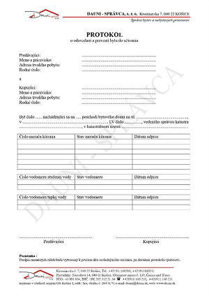 Protokol o odovzdaní a prevzatí bytu